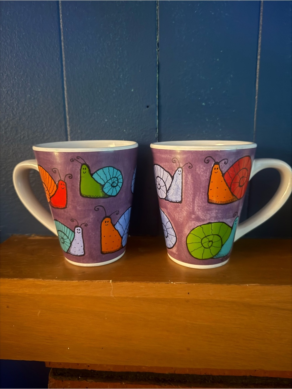 Set of 2 Ursula Dodge Signature Housewares Snail Ceramic Coffee Mugs